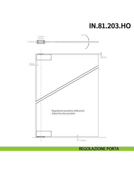 Cerniera pivot idraulica per porta in vetro a bilico JNF IN.81.203.HO chiusura automatica portata 100 kg Satinato - disegno
