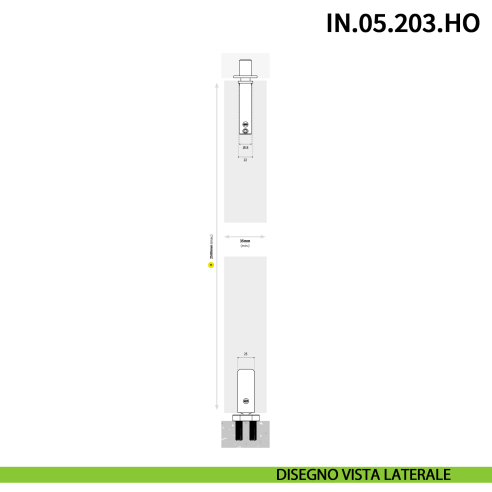 Cerniera pivot per porta interna a bilico JNF IN.05.203.HO chiusura automatica portata 60 kg Satinato - disegno