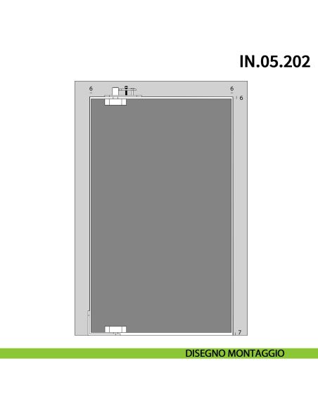 Cerniera pivot a scomparsa JNF IN.05.202 fissaggio nel telaio della porta portata 100 kg - disegno