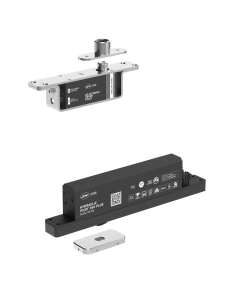 Cerniera pivot idraulica per porta di grandi dimensioni JNF IN.05.215.HO chiusura automatica portata 350 kg Satinato
