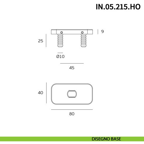 Cerniera pivot idraulica per porta di grandi dimensioni JNF IN.05.215.HO chiusura automatica portata 350 kg Satinato - disegno