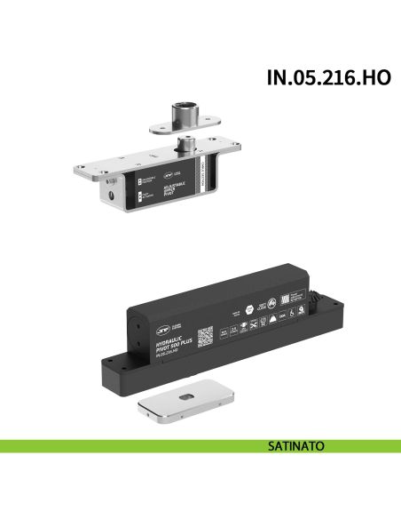 Cerniera pivot idraulica per porta a bilico di grandi dimensioni JNF IN.05.216.HO chiusura automatica portata 500 kg Satinato