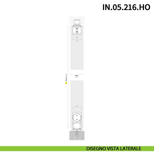 Cerniera pivot idraulica per porta a bilico di grandi dimensioni JNF IN.05.216.HO chiusura automatica portata 500 kg Satinato