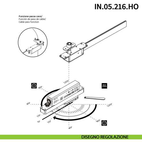 Cerniera pivot idraulica per porta a bilico di grandi dimensioni JNF IN.05.216.HO chiusura automatica portata 500 kg Satinato