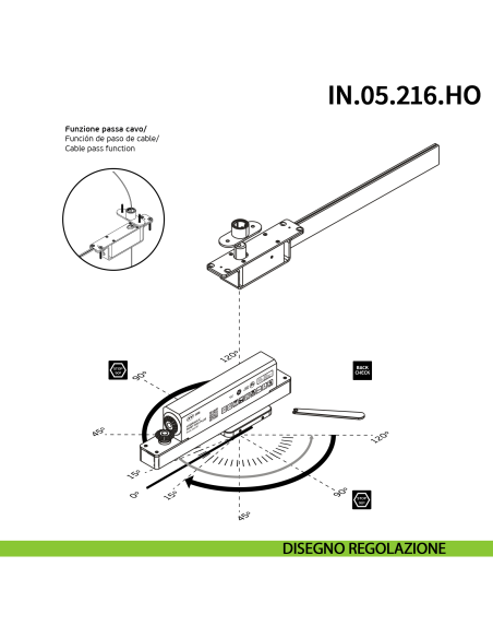 Cerniera pivot idraulica per porta a bilico di grandi dimensioni JNF IN.05.216.HO chiusura automatica portata 500 kg Satinato