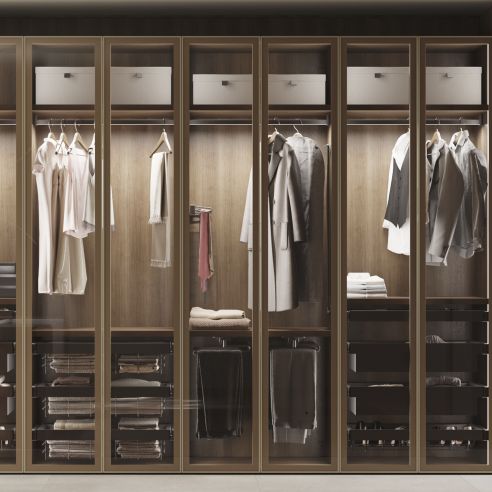 Emuca Lotto di 2 barre appendiabiti per armadio Luxe lunghi 1,15 m con reggitubi, Alluminio e Tecnoplastica, Titanio