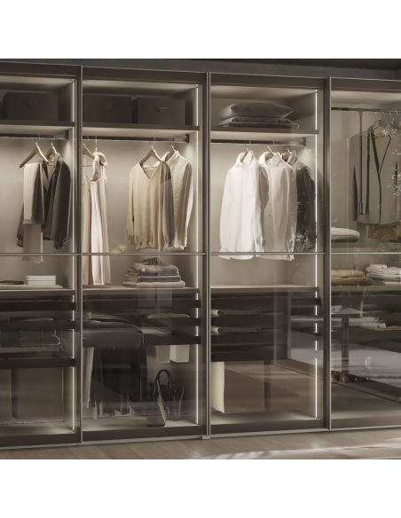 Emuca Lotto di 2 barre appendiabiti per armadio Luxe lunghi 1,15 m con reggitubi, Alluminio e Tecnoplastica, Titanio