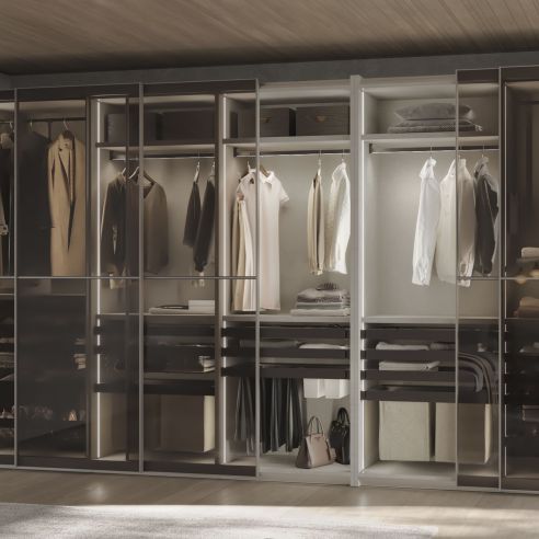 Emuca Lotto di 2 barre appendiabiti per armadio Luxe lunghi 1,15 m con reggitubi, Alluminio e Tecnoplastica, Titanio