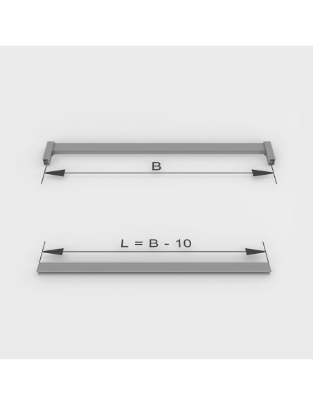 Emuca Lotto di 2 barre appendiabiti per armadio Luxe lunghi 1,15 m con reggitubi, Alluminio e Tecnoplastica, Titanio