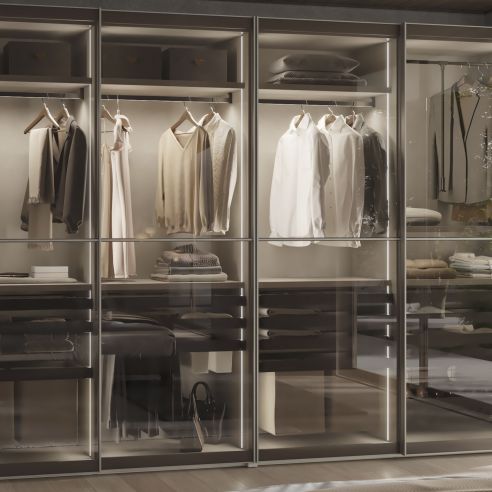 Emuca Lotto di 2 barre appendiabiti per armadio Luxe lunghi 0,75 m con reggitubi, Alluminio e Tecnoplastica, Titanio