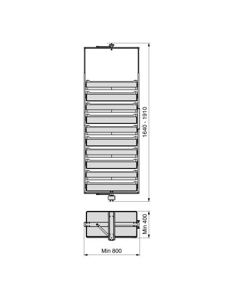 Emuca Porta scarpe girevole per interni armadio Quartz, H1640mm, Modulo 800 mm, Acciaio, Alluminio, Legno, Titanio