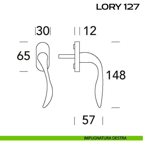 Maniglia per finestra martellina Lory 127 Reguitti