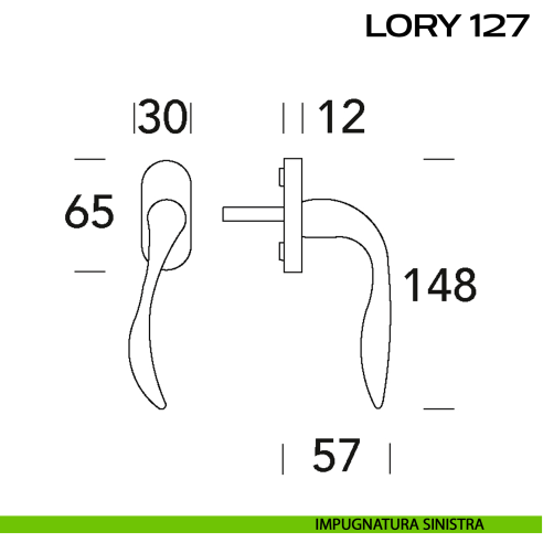 Maniglia per finestra martellina Lory 127 Reguitti