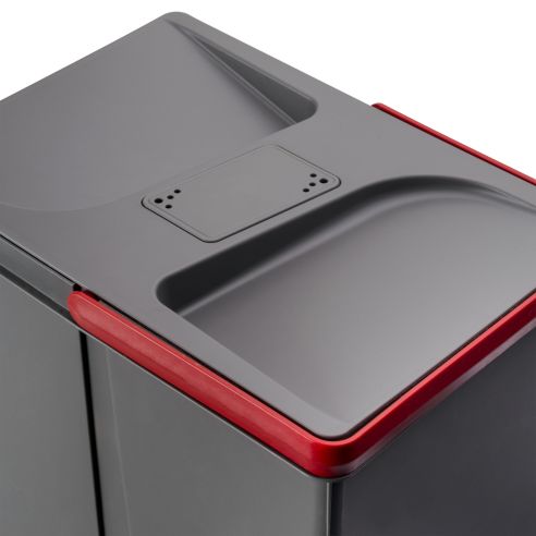 Emuca Contenitori per cassetti da cucina Recycle con coperchio anti-odore, Altezza 216mm, 2x12 lt, Grigio antracite Tecnoplastic