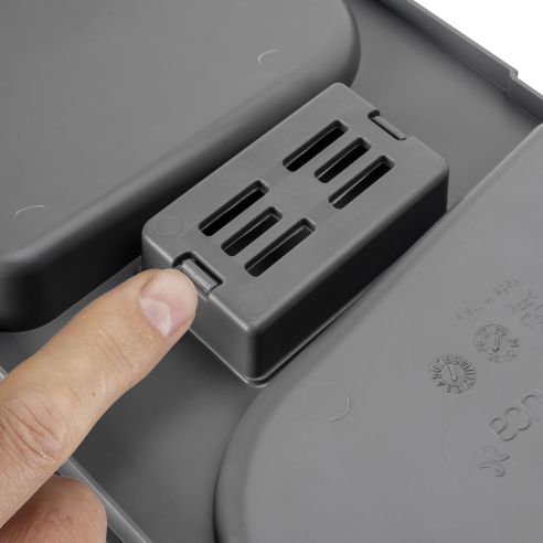 Emuca Contenitori per cassetti da cucina Recycle con coperchio anti-odore, Altezza 216mm, 2x12 lt, Grigio antracite Tecnoplastic