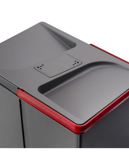 Emuca Contenitori per cassetti da cucina Recycle con coperchio anti-odore, Altezza 216mm, 1x12 lt, 2x6 lt, Grigio antracite Tecn