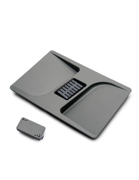 Emuca Contenitori per cassetti da cucina Recycle con coperchio anti-odore, Altezza 216mm, 1x12 lt, 2x6 lt, Grigio antracite Tecn