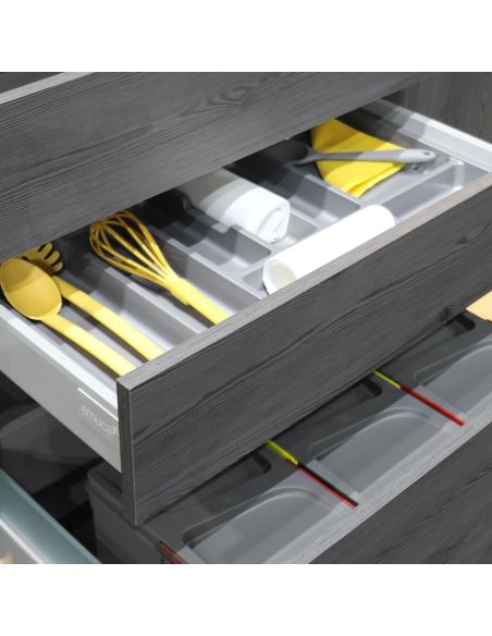 Emuca Portaposate Optima Universal, 400, Plastica grigia, Tecnoplastica