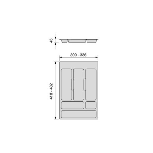 Emuca Portaposate Optima Universal, 400, Plastica grigia, Tecnoplastica