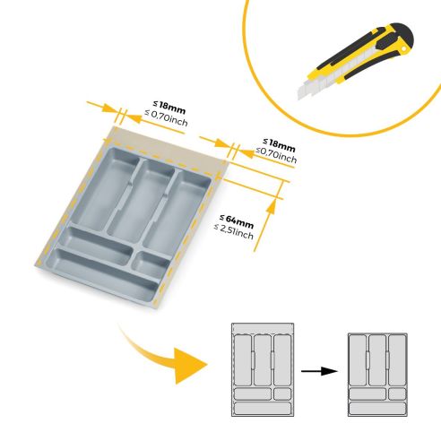 Emuca Portaposate Optima Universal, 400, Plastica grigia, Tecnoplastica