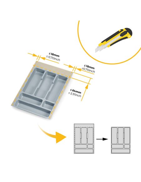 Emuca Portaposate Optima Universal, 400, Plastica grigia, Tecnoplastica