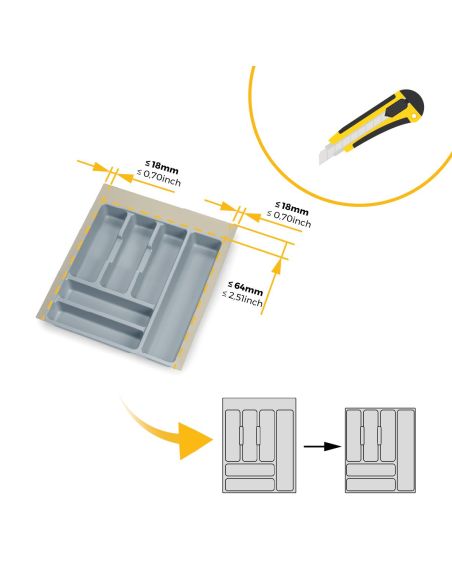 Emuca Portaposate Optima Universal, 450, Plastica grigia, Tecnoplastica