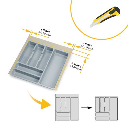 Emuca Portaposate Optima Universal, 500, Plastica grigia, Tecnoplastica