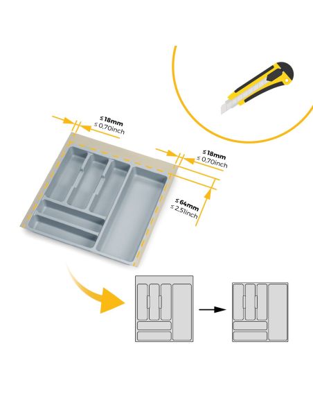Emuca Portaposate Optima Universal, 500, Plastica grigia, Tecnoplastica