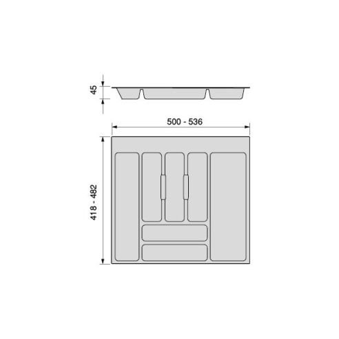 Emuca Portaposate Optima per cassetto universale, modulo 600 mm, Tecnoplastica, Grigio antracite