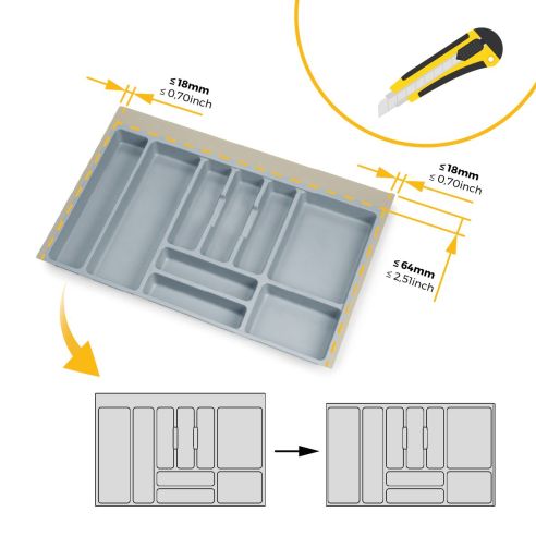 Emuca Portaposate Optima Universal, 800, Plastica grigia, Tecnoplastica