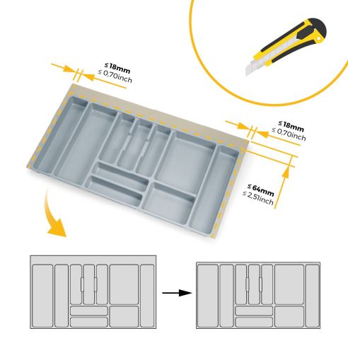 Emuca Portaposate Optima Universal, 900, Plastica grigia, Tecnoplastica