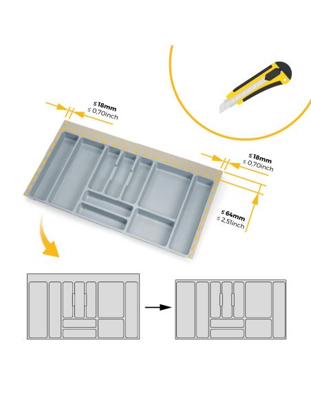 Emuca Portaposate Optima Universal, 900, Plastica grigia, Tecnoplastica