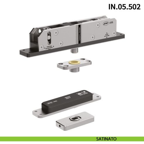 Cerniera pivot per porta a bilico JNF IN.05.502 bidirezionale rotazione libera 360° portata 500 kg Satinato