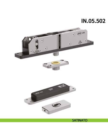 Cerniera pivot per porta a bilico JNF IN.05.502 bidirezionale rotazione libera 360° portata 500 kg Satinato