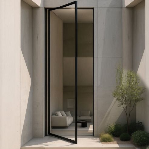 Cerniera pivot per porta a bilico JNF IN.05.502 bidirezionale rotazione libera 360° portata 500 kg Satinato