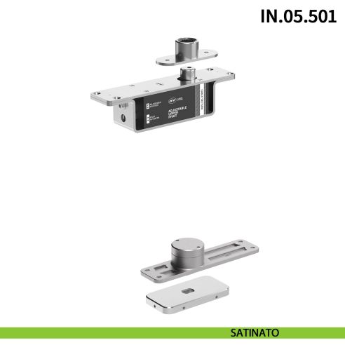 Cerniera pivot per porta a bilico pesante JNF IN.05.501 rotazione libera 360° portata 500 kg Satinato