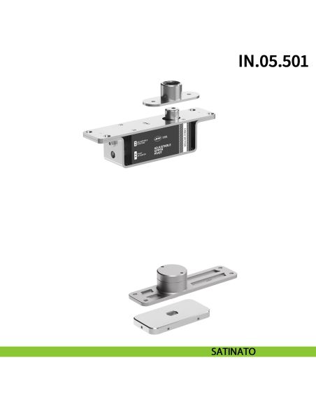 Cerniera pivot per porta a bilico pesante JNF IN.05.501 rotazione libera 360° portata 500 kg Satinato