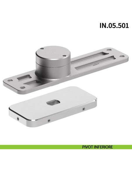 Cerniera pivot per porta a bilico pesante JNF IN.05.501 rotazione libera 360° portata 500 kg Satinato