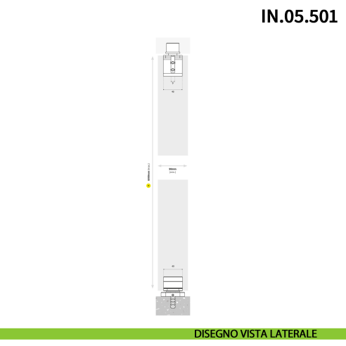 Cerniera pivot per porta a bilico pesante JNF IN.05.501 rotazione libera 360° portata 500 kg Satinato - disegno