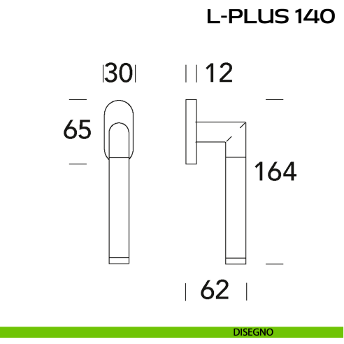 Maniglia per finestra martellina L-Plus 140 Reguitti disegno
