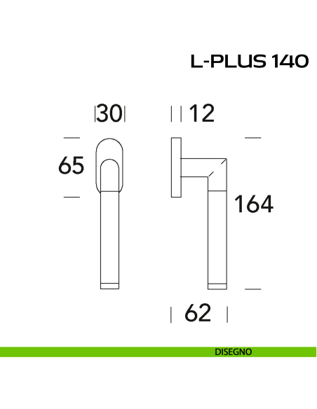 Maniglia per finestra martellina L-Plus 140 Reguitti disegno