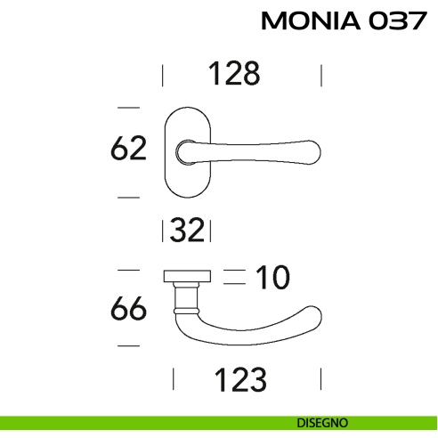 Maniglia per porta Monia 037 Reguitti con rosetta ovale disegno