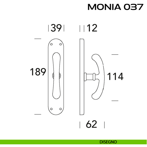 Maniglia per finestra cremonese Monia 037 Reguitti disegno