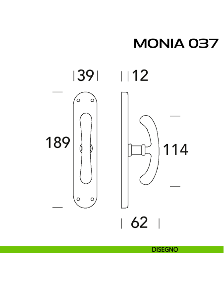Maniglia per finestra cremonese Monia 037 Reguitti disegno