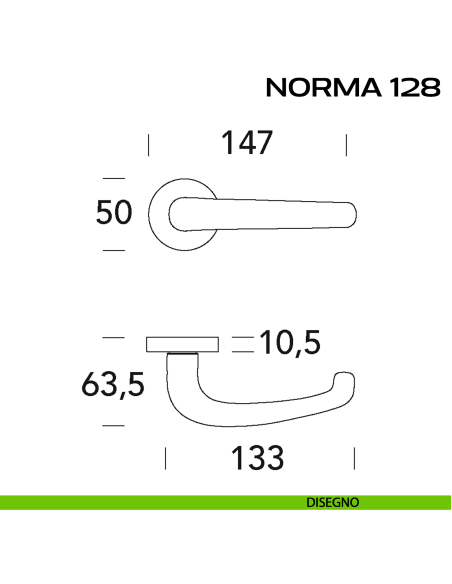 Maniglia per porta Norma 128 Reguitti disegno