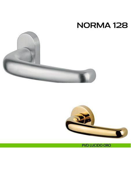 Maniglia per porta Norma 128 Reguitti con rosetta ovale pvd