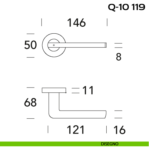 Maniglia per porta Q-10 119 Reguitti con rosetta tonda disegno
