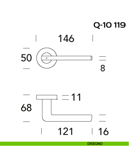 Maniglia per porta Q-10 119 Reguitti con rosetta tonda disegno