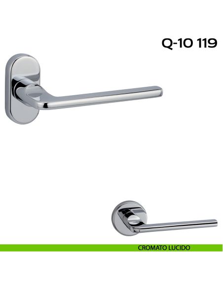 Maniglia per porta Q-10 119 Reguitti con rosetta ovale lucido