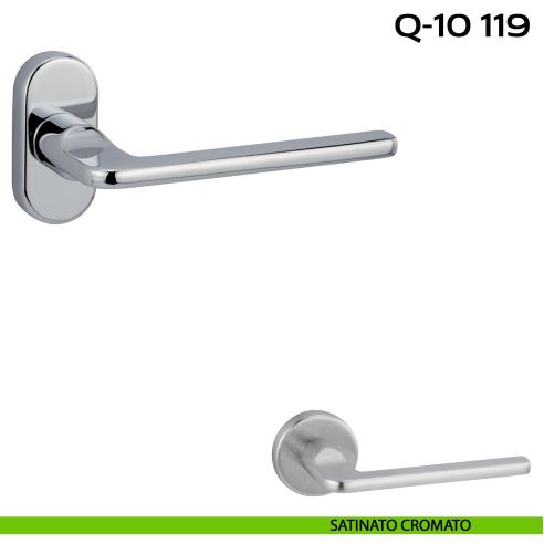 Maniglia per porta Q-10 119 Reguitti con rosetta ovale satinato